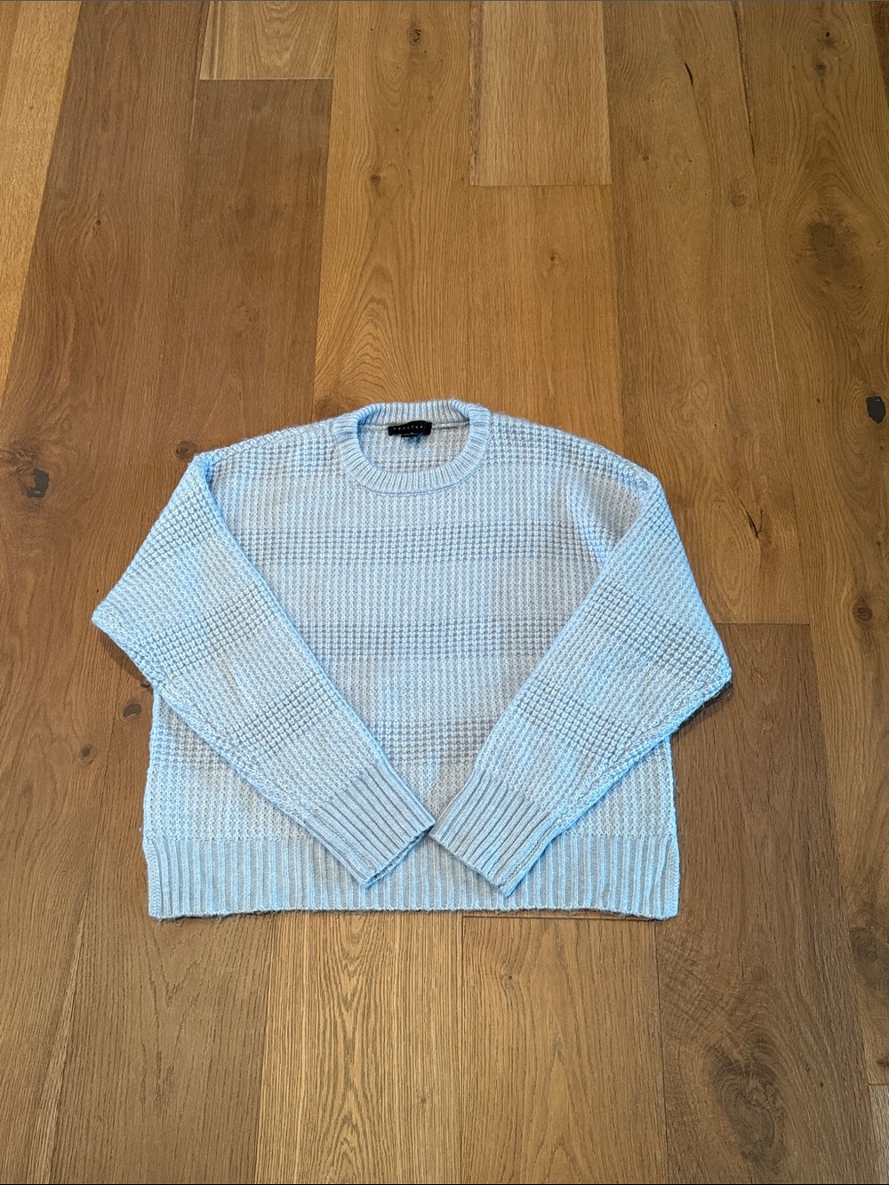 Sanctuary Pale Blue Waffle Knit Crewneck Sweater